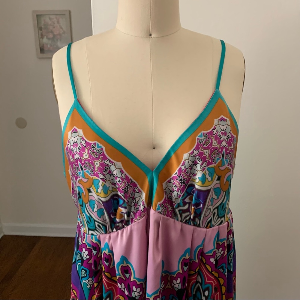 Printed 1970s Style Lined Slip Dress by Mixit